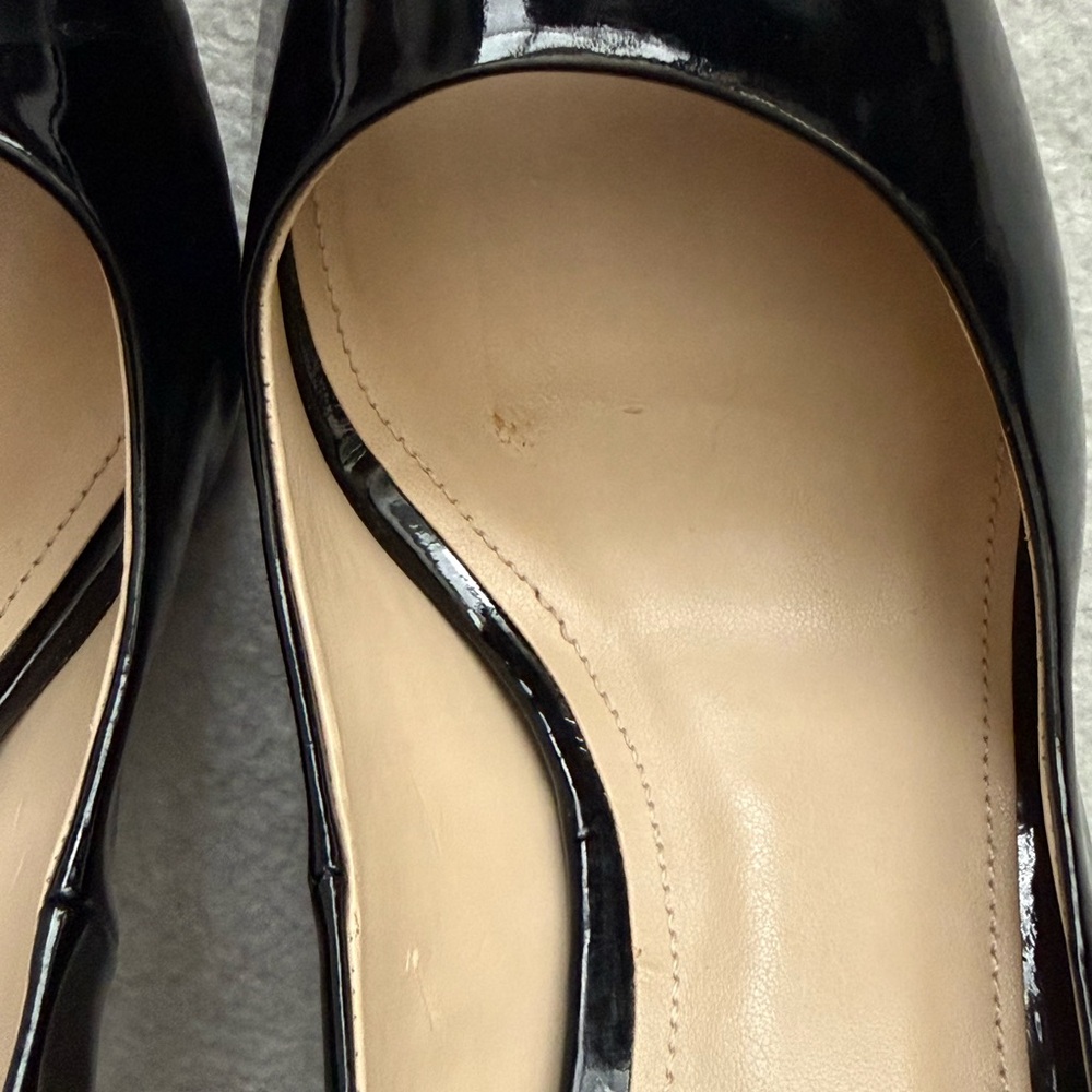 Enzo Angiolini Black Patent Peep-Toe Heels with Bow Size 8.5 - Picture 11 of 11